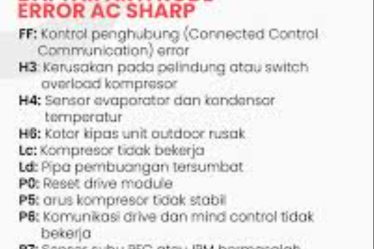 Kode-Kode Error AC Sharp, Ketahui Agar Tidak Salah Penanganan